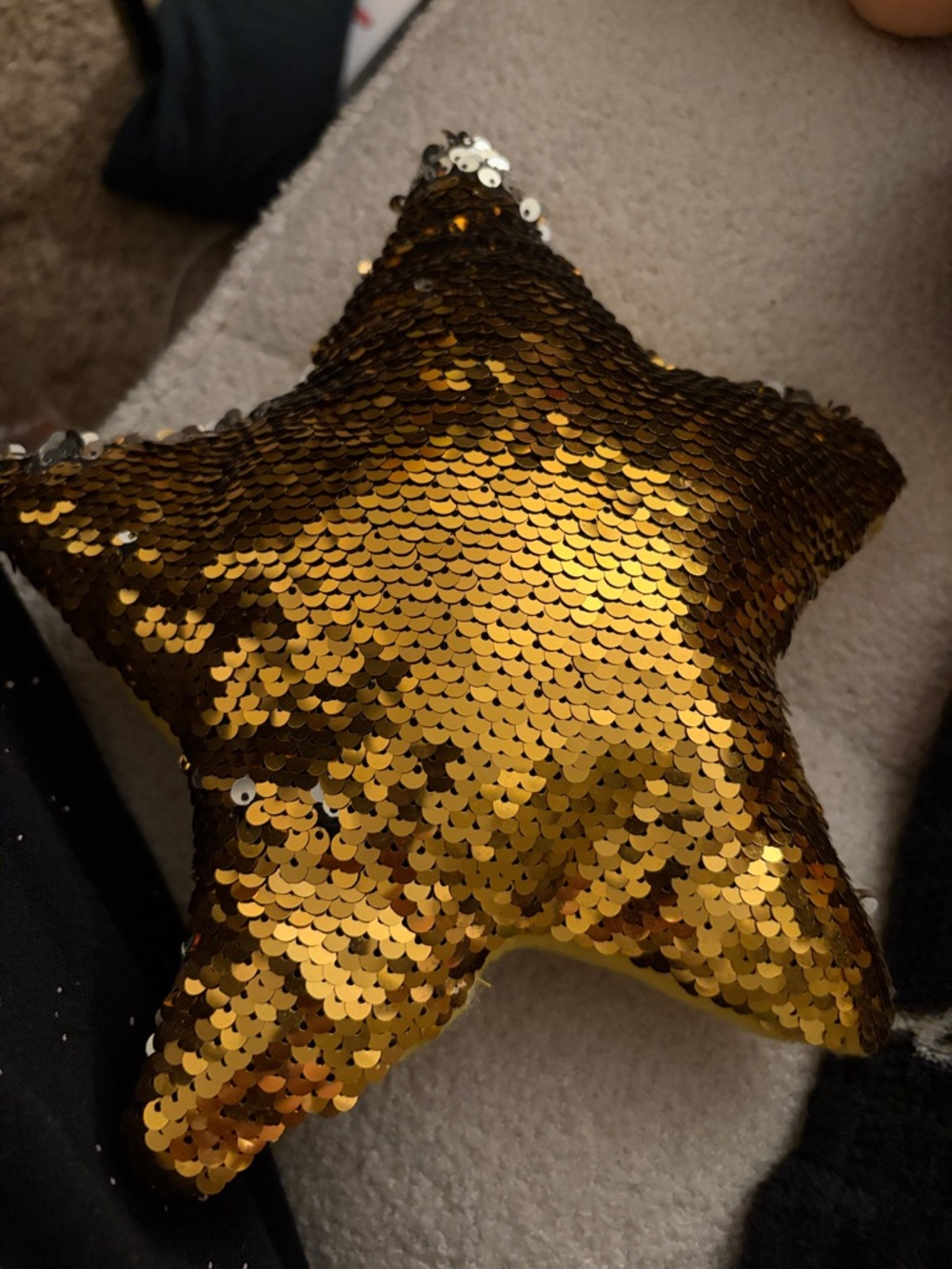 Gold Sequin Star Accent Pillow - Decorative Home Accent